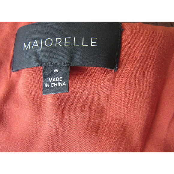 MAJORELLE Cutout Back Zip Wrap Around Embellishment M Short Sleeve Rust Dress - Picture 3 of 4